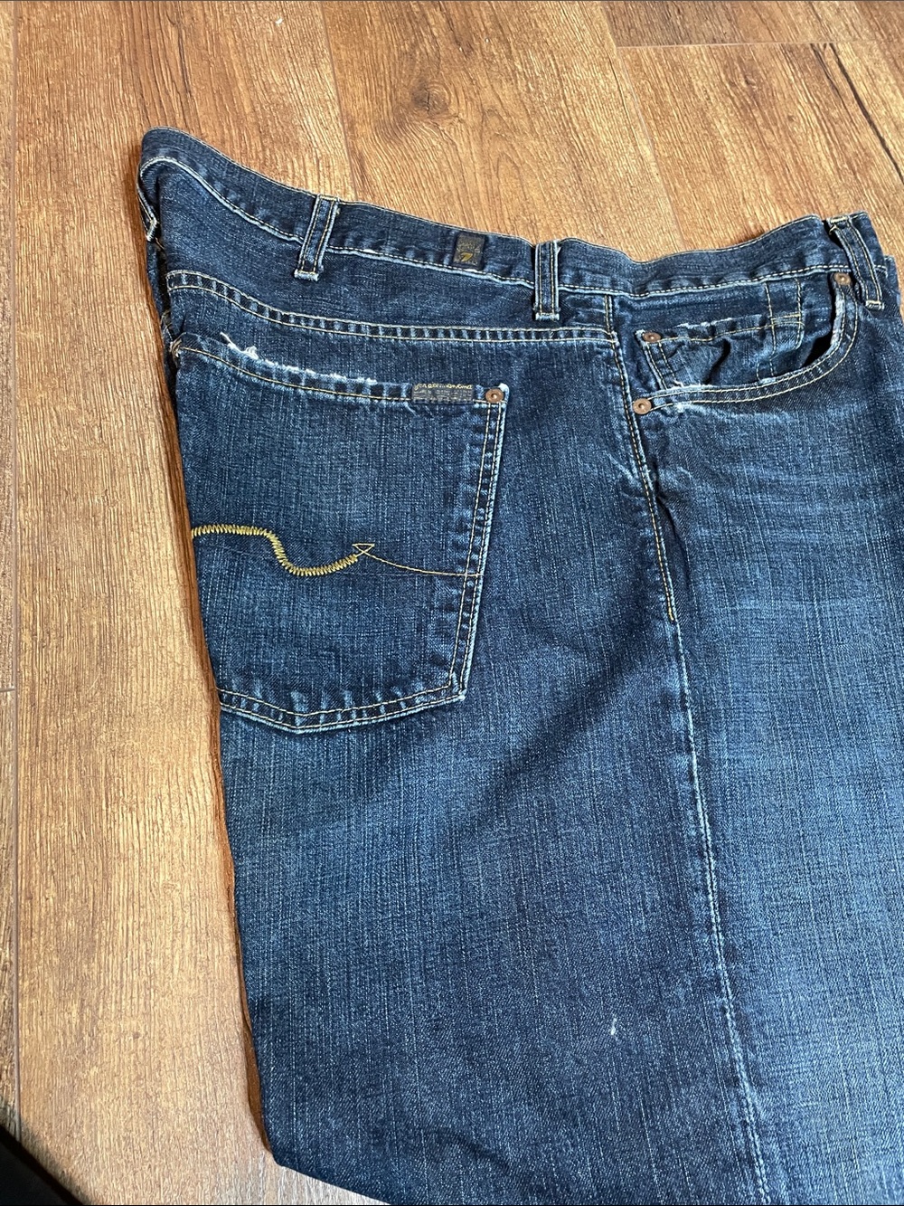 7 For All Mankind Men's Relaxed Jeans - Dark Blue Denim - Picture 2 of 5